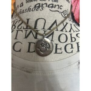 ME & RO Silver OM Pendant Necklace W/Suede Cord Spiritual Meditation Yoga